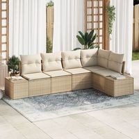 juego de sofa de jardin de 5 piezas con cojines beige de ratan y poliester v6476 unico  beige