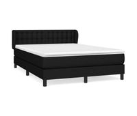 cama box spring con colchon tela negro 140x200 cm botones