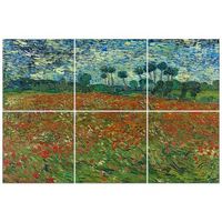legendarte - panel decorativo multiple campo de amapolas - vincent van gogh cm 100x150 6 paneles