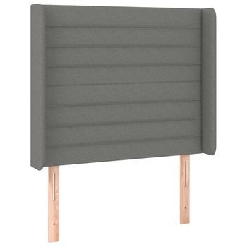 Cabecero Cama Mueble De Dormitorio Con Led De Tela Oscuro103 X 16 X 118/128 Cm Gris M02_0000848