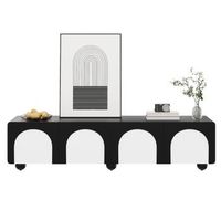 mueble de tv con dos cajones y dos puertas - mueble de salon 180 x 38 x 45 cm - blanco y negro