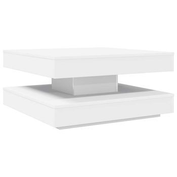 Mesa De Café - Mesa De Centro Giratoria 360 Grados Blanco 70x70x34,5 Cm