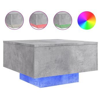 Mesa De Centro Con Luces Led Gris Hormigón 55x55x31 Cm Vidaxl