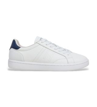 Hackett London para hombre. HMS200085 Zapatillas de Piel Bond Break blanco (43), Plano, Cordones, Casual