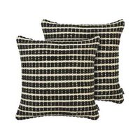 conjunto de 2 cojines decorativos algodon 45 x 45 cm funda de cojin patron de cuadros relleno de poliester blanconegro yoncali