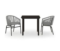 juego de comedor de jardin 3 piezas gris longitud mesa 80 cm