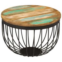 mesa de centro madera maciza reciclada y acero o50x35 cm vidaxl
