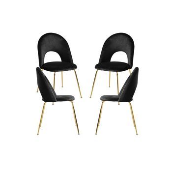 Pack 4 Sillas Dawa Gold Terciopelo De Terciopelo 86*46*40 Cm - Negro