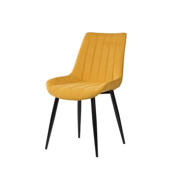 Silla de comedor acolchada mostaza con patas negras