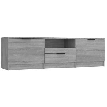 Mueble Tv | Mueble De Salón | Armario Tv Madera Contrachapada Gris Sonoma 140x35x40 Cm