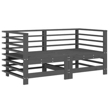 2 Uds Sofás De Esquina De Jardín | Sofá De Exterior Madera Maciza De Pino Gris