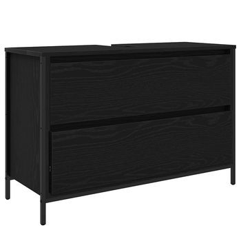 Mueble De Baño Con Lavabo Y Cajones Roble Negro 90x34,5x60 Cm Vidaxl