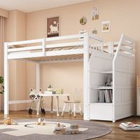 litera con escalera de pino blanco de 90x200 cm