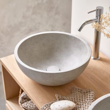 Lavabo redondo de hormigón gris   36 cm