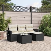 conjunto de sofas jardin 4 uds  mueble jardin mesa y sillas con cojines ratan sintetico negro cfw132995