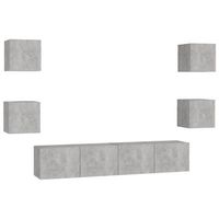 set de muebles de salon 6 piezas madera ingenieria gris hormigon