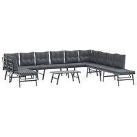 bancos de jardin cojines 6 pzas acero recubrimiento polvo negro vidaxl