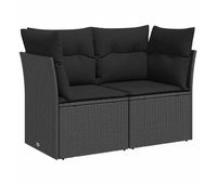 vidaxl sofa de jardin con cojines de 2 plazas de ratan sintetico negro