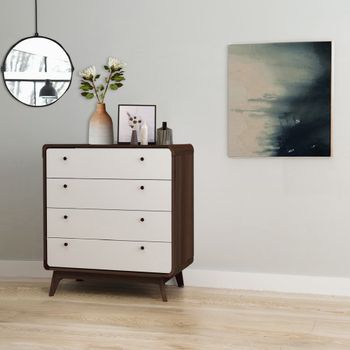 Cómoda con 4 cajones en efecto de madera blanco