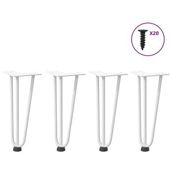 Patas De Mesa Tipo Horquilla 4 Uds | Patas Para Mesa Acero Macizo Blanco 30 Cm Cfw83462