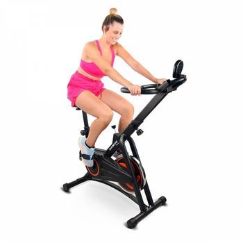 Bicicleta Estática Mobiclinic Makalu Volante De Inercia 10 Kg Ajustable Con Ruedas Pantalla Lcd Peso Máx. 120 Kg