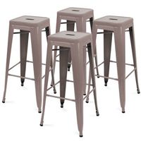 lote de 4 taburetes de jardin de metal mate color topo indus - oviala