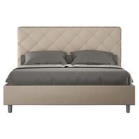 cama italiana para adultos acolchada en piel sintetica paryse-color beige claro-ropa de cama 140x200 cm