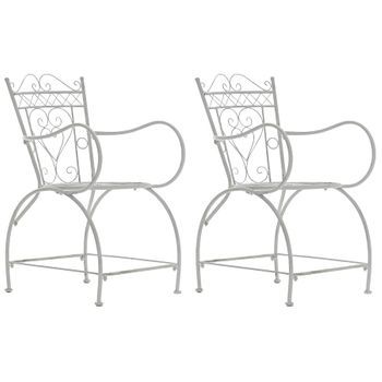 Clp Set De 2 Sillas De Jardín Sheela Metal Blanco Antiguo 60x48x88 Cm