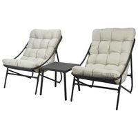 juego de muebles de balcon de 3 piezas gris progarden