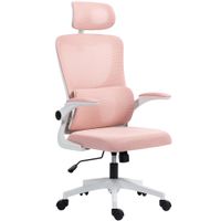 vinsetto silla de oficina ajustable y reclinable con reposacabezas removible en tejido de malla 60x59x114-122 cm rosa   aosom espana