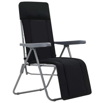 Pack 2 Uds Sillas Plegables De Jardín | Silla De Exterior | Sillón Con Cojines Negro