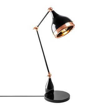 Lámpara De Mesa Yildo-7015 Cobre Negro Metal 15x30x50 Cm