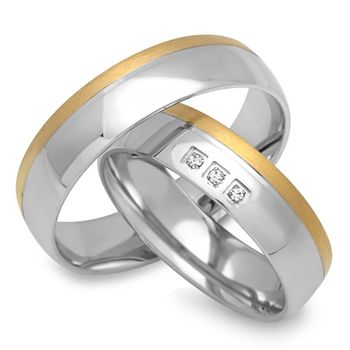 Alianzas 18 quilates oro amarillo-blanco 3 diamantes