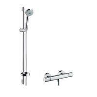 sistema de ducha visto hansgrohe croma 100 multi con termostato ecostat comfort y barra de ducha 90 cm cromo 27085000