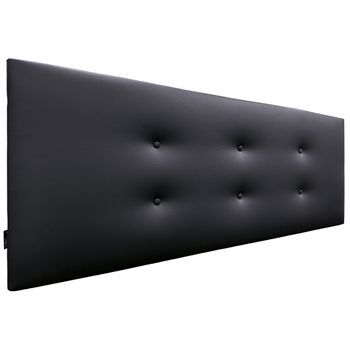 Cabecero De Polipiel Con 2 Hileras De Botones 145x50cm Camas 135/140 - Negro