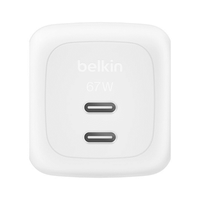 cargador usb gan belkin wch020 67w pd 2xusb-c blanco