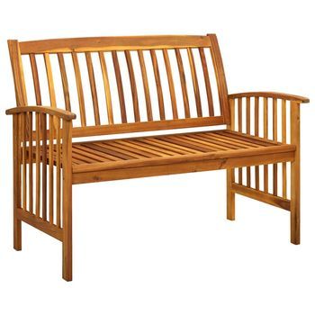 Banco De Jardín | Banco De Exterior | Silla De Jardín Con Cojines 119 Cm Madera Maciza De Acacia
