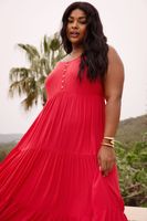 yours vestido rojo rugoso de tirantes mujer curvy y tallas grandes yours