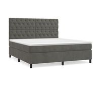 cama box spring con colchon terciopelo gris oscuro 160x200 cm diseno de botones