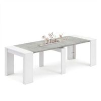 mesa consola extensible 50-235x90 cm denis blanco artik blanco mate - gris cemento 51 x 78 x 90 cm