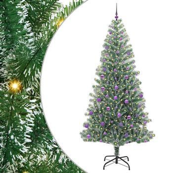 Árbol De Navidad Artificial Nevado Con Luz Led Verde Y 240 Cm Vidaxl