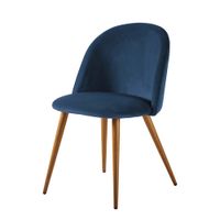 silla de comedor de terciopelo azul noche