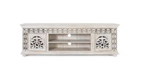 mueble tv madera mango blanco envejecido