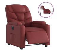 vidaxl sillon reclinable electrico de cuero sintetico rojo tinto