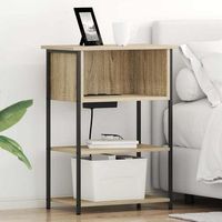 armario de noche - dormitorio - madera de ingenieria y acero - roble sonoma 55x31x76cm