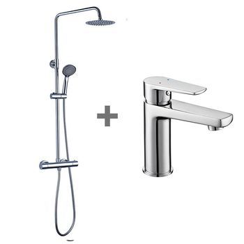 Kibath Pack Columna Y Grifo Termostático Fus Acabado Cromo Brillo Fabricado En Latón
