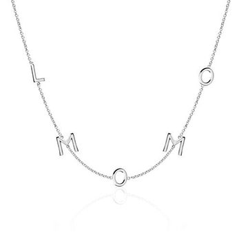 Ladies 14 quilates cadena de letras de oro blanco