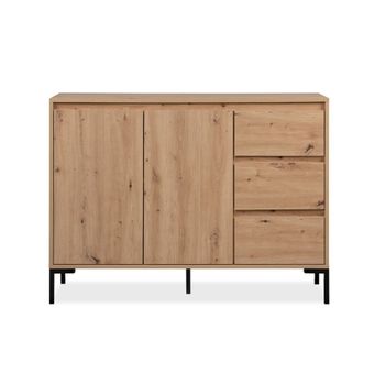 Aparador de 2 puertas, 3 cajones y 1 estante color marrón - l120 cm