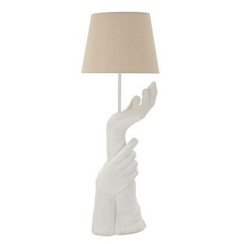 Lámpara De Mesa De Resina Con Pantalla Crema Cm Ø 35x93
