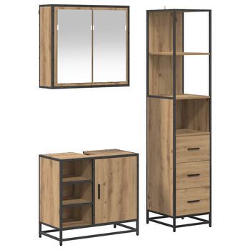 Juego De Muebles De Baño 3 Uds. Roble Artisan 65 X 33 X 60 Cm Vidaxl